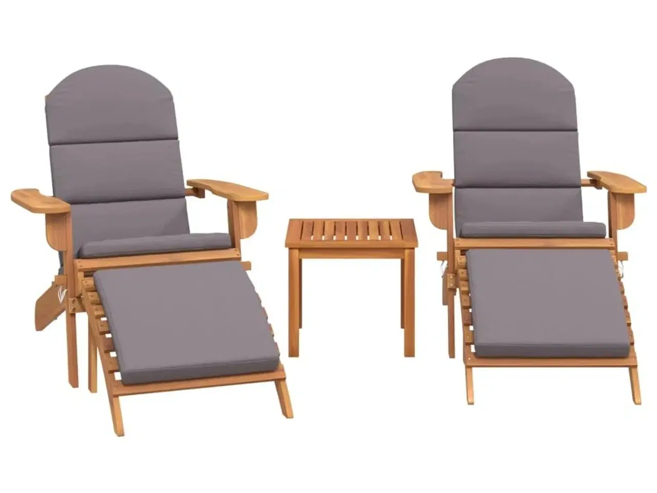 Billede 3 - Adirondack-loungesæt til haven 3 dele massivt akacietræ