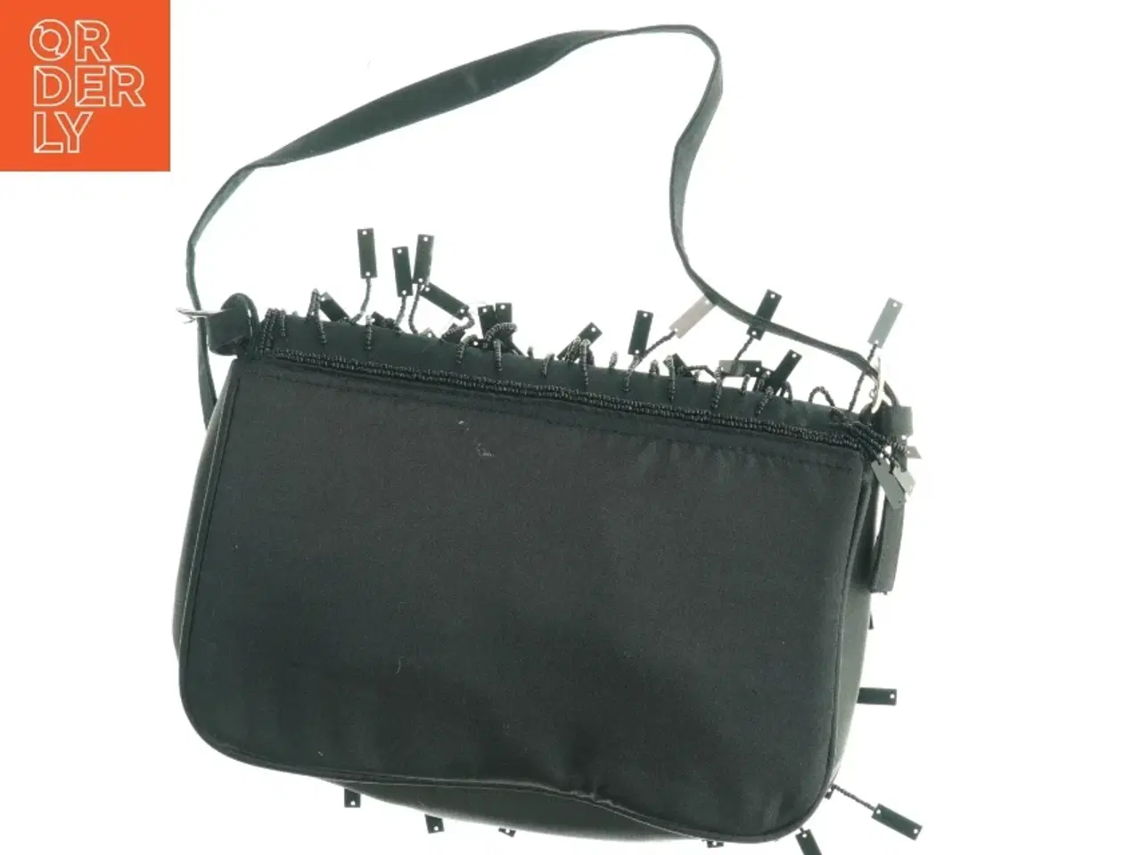 Billede 2 - Sort skuldertaske med frynser (str. 24 x 16 cm)