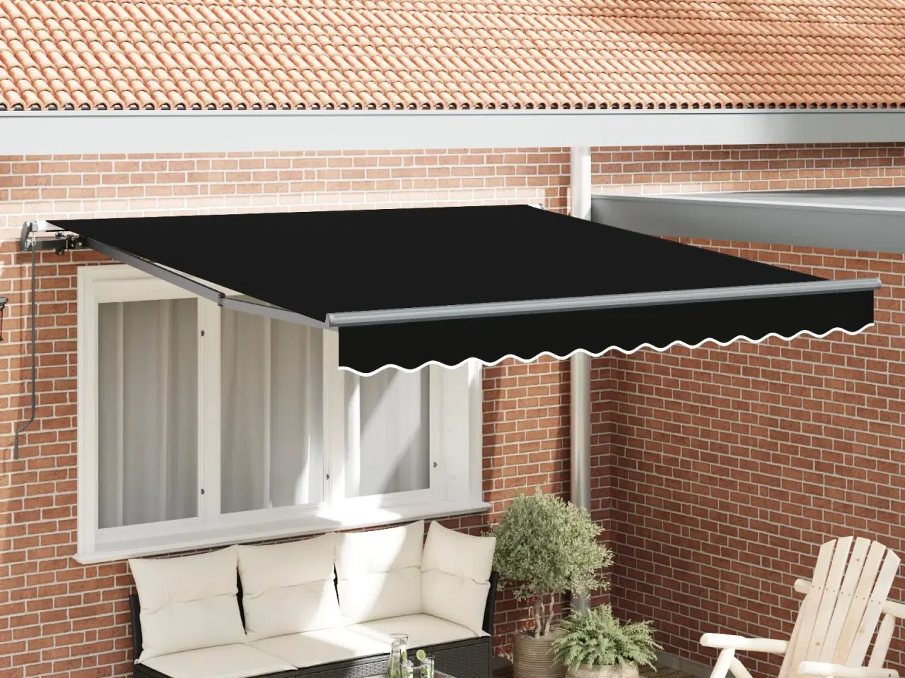 Billede 1 - Utrækkelig Markise Sort 300 x 250 cm Stof