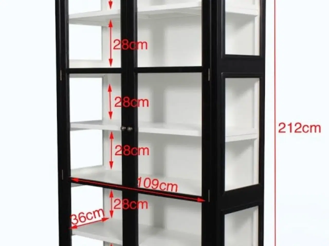 Billede 3 - Vitrineskab 212x120x44cm Sort