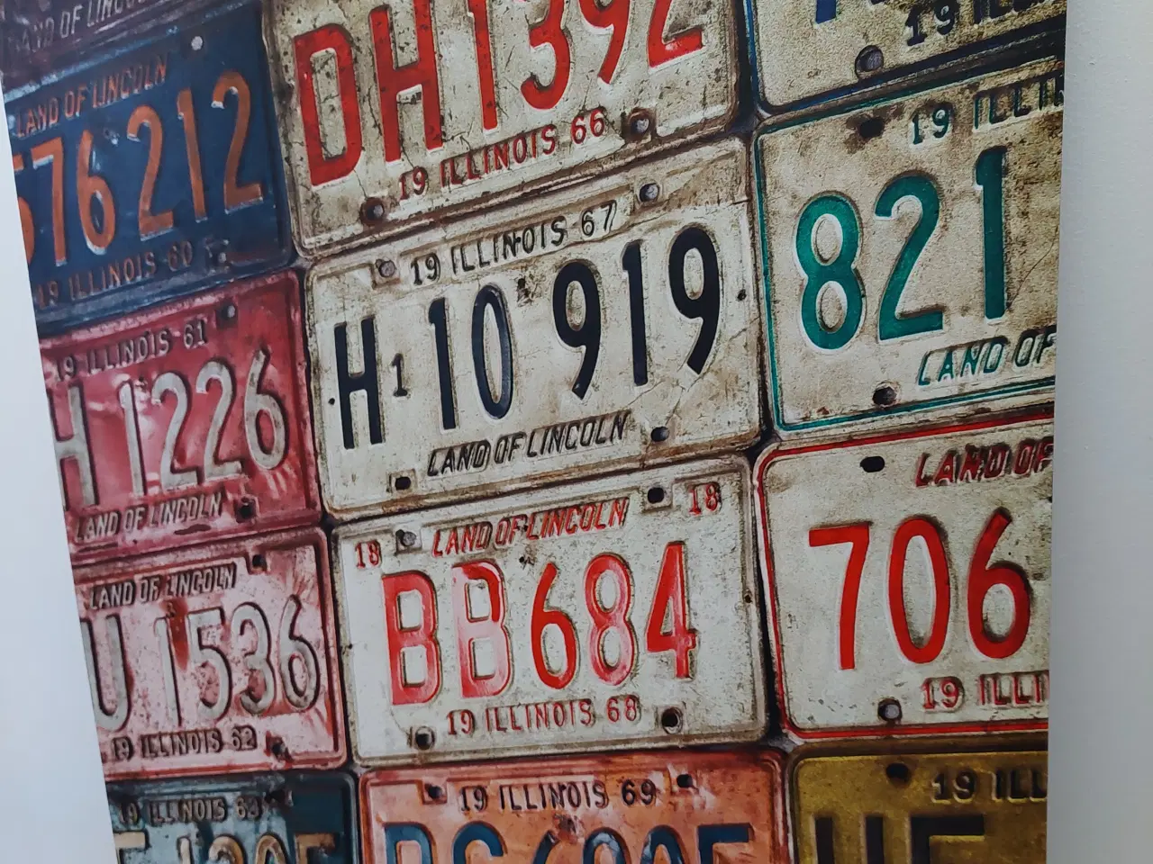 Billede 1 - billedramme med skilte fra Amerikanske nummerplade