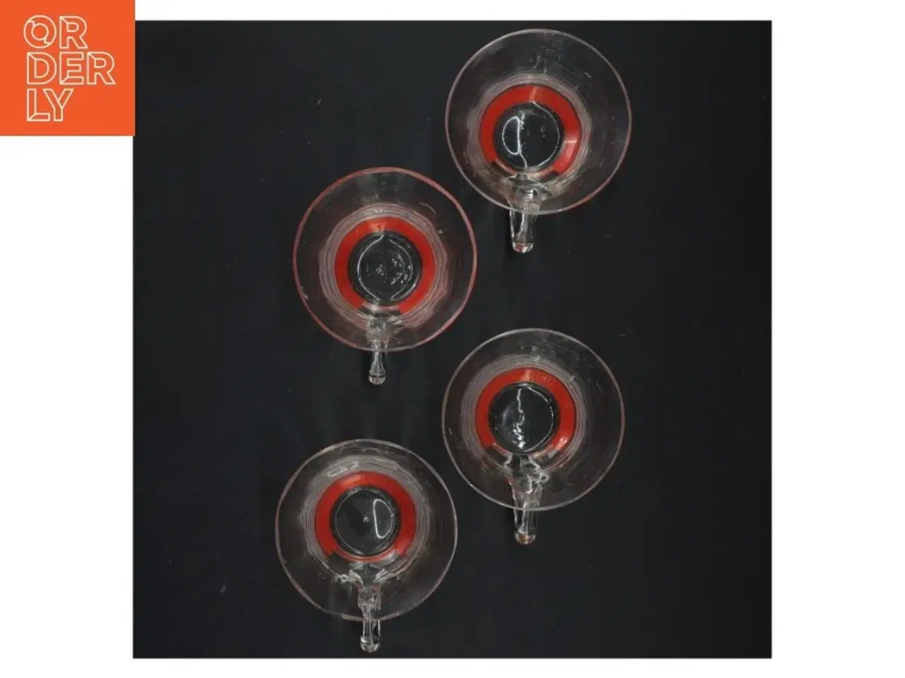 Billede 2 - 5 gamle Glas kopper med farvet bund (str. Ø 9x6 cm)