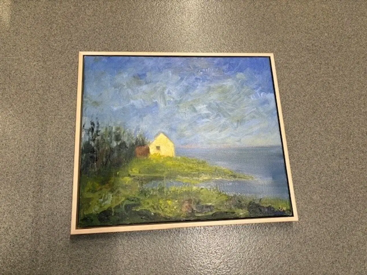 Billede 1 - Jeppe Jeppesen maleri, Huset ved havet, 60x70cm