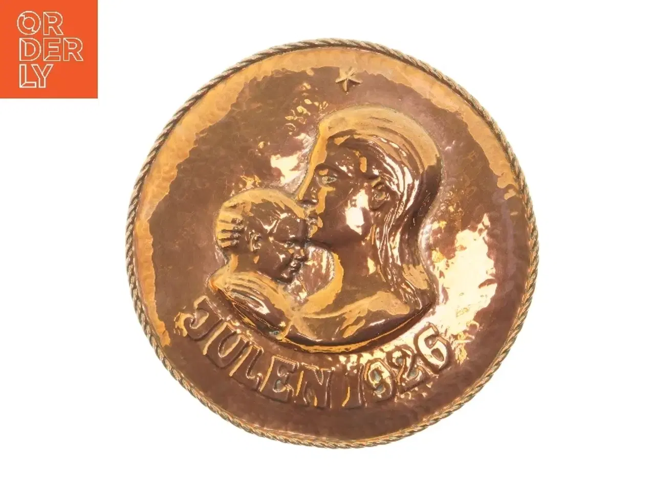 Billede 1 - Dekorativt ophæng i kobber fra 1926 (str. Ø 29,5 cm)