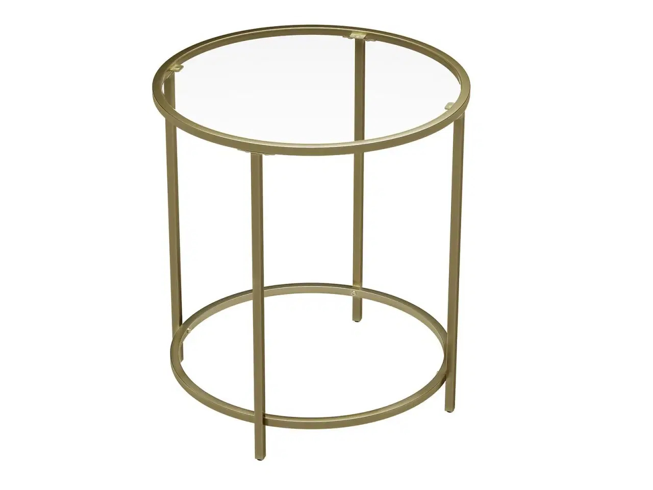 Billede 2 - Sidebord rundt hærdet glas og gylden metalramme, lille sofabord/natbord, guld LGT20G (Ø 50 × H 55 cm)