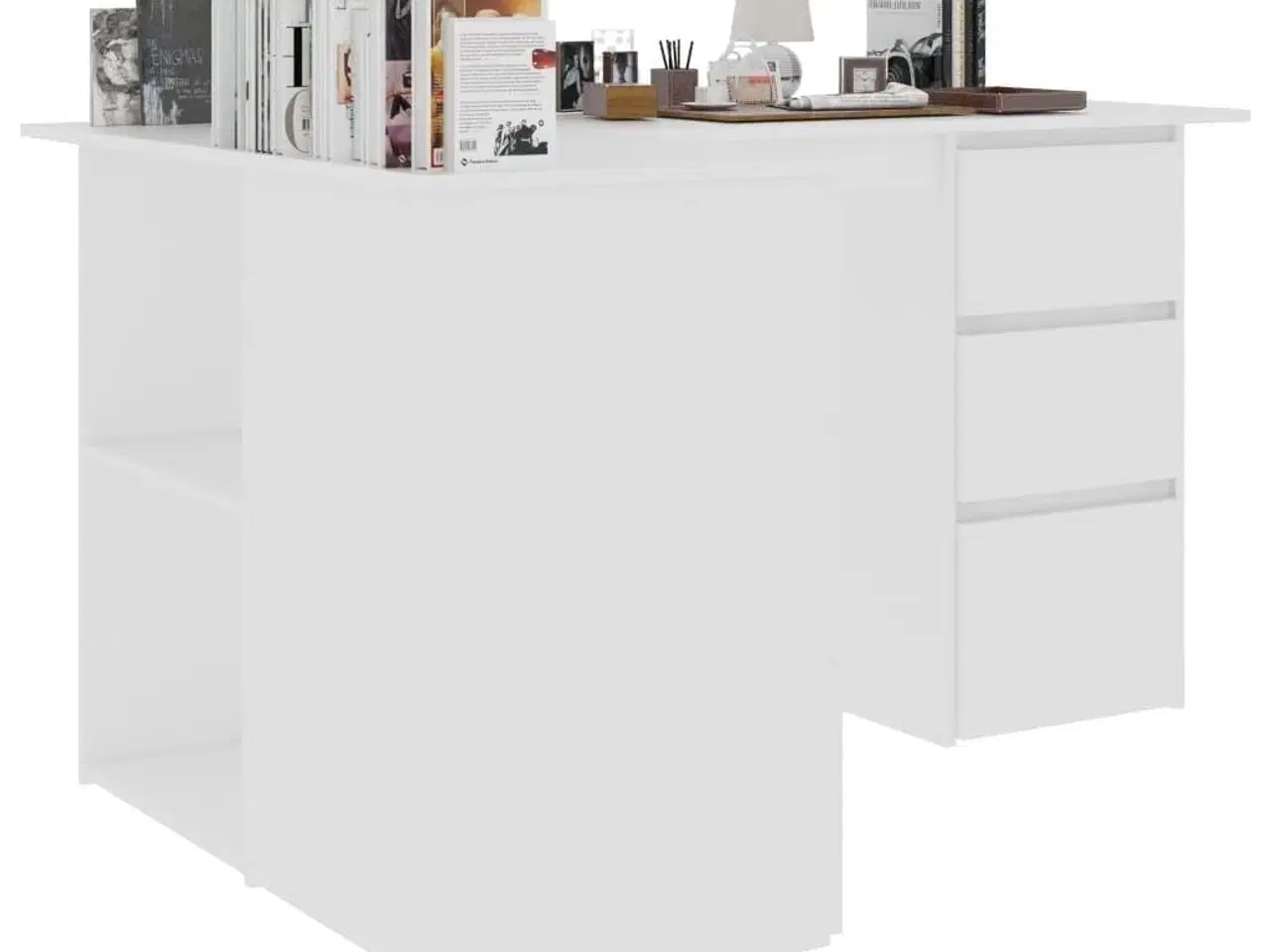 Billede 4 - Skrivebord til hjørne 145x100x76 cm konstrueret træ hvid