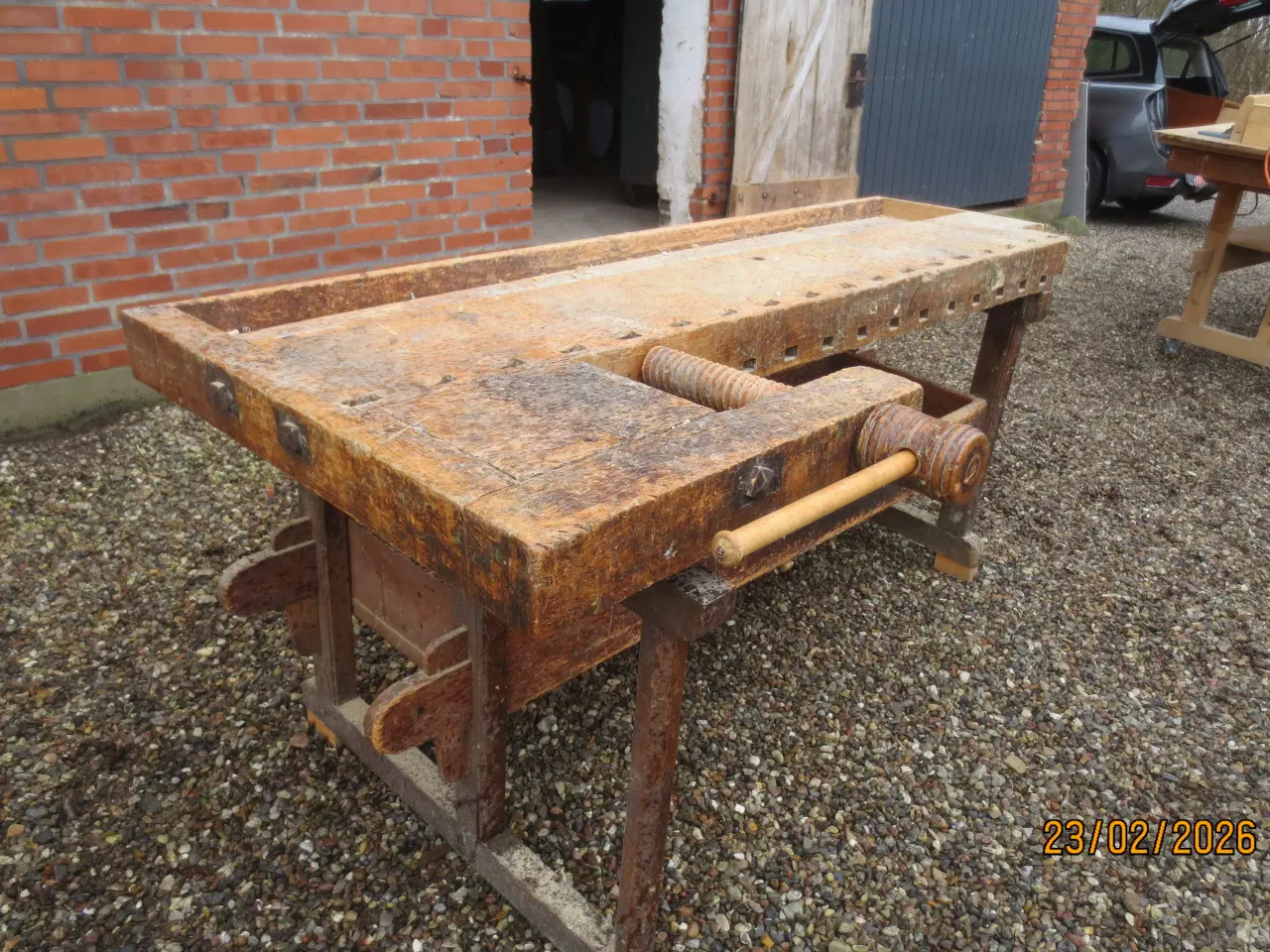 Billede 3 - 1 stk Retro Høvlebænk med træspindel