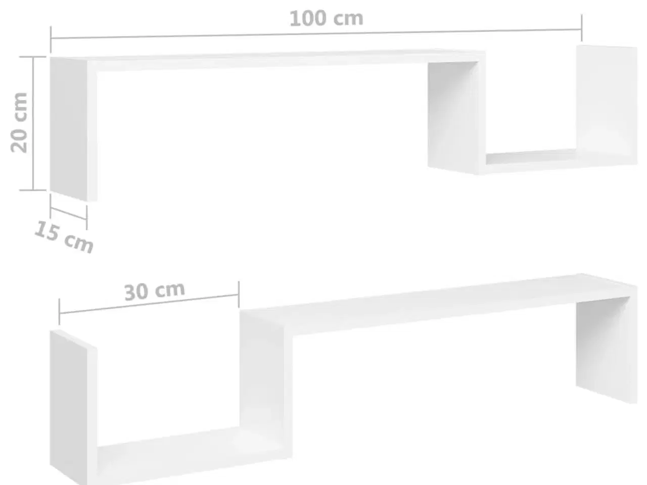 Billede 8 - Væghængte hylder 2 stk. 100x15x20 konstrueret træ hvid