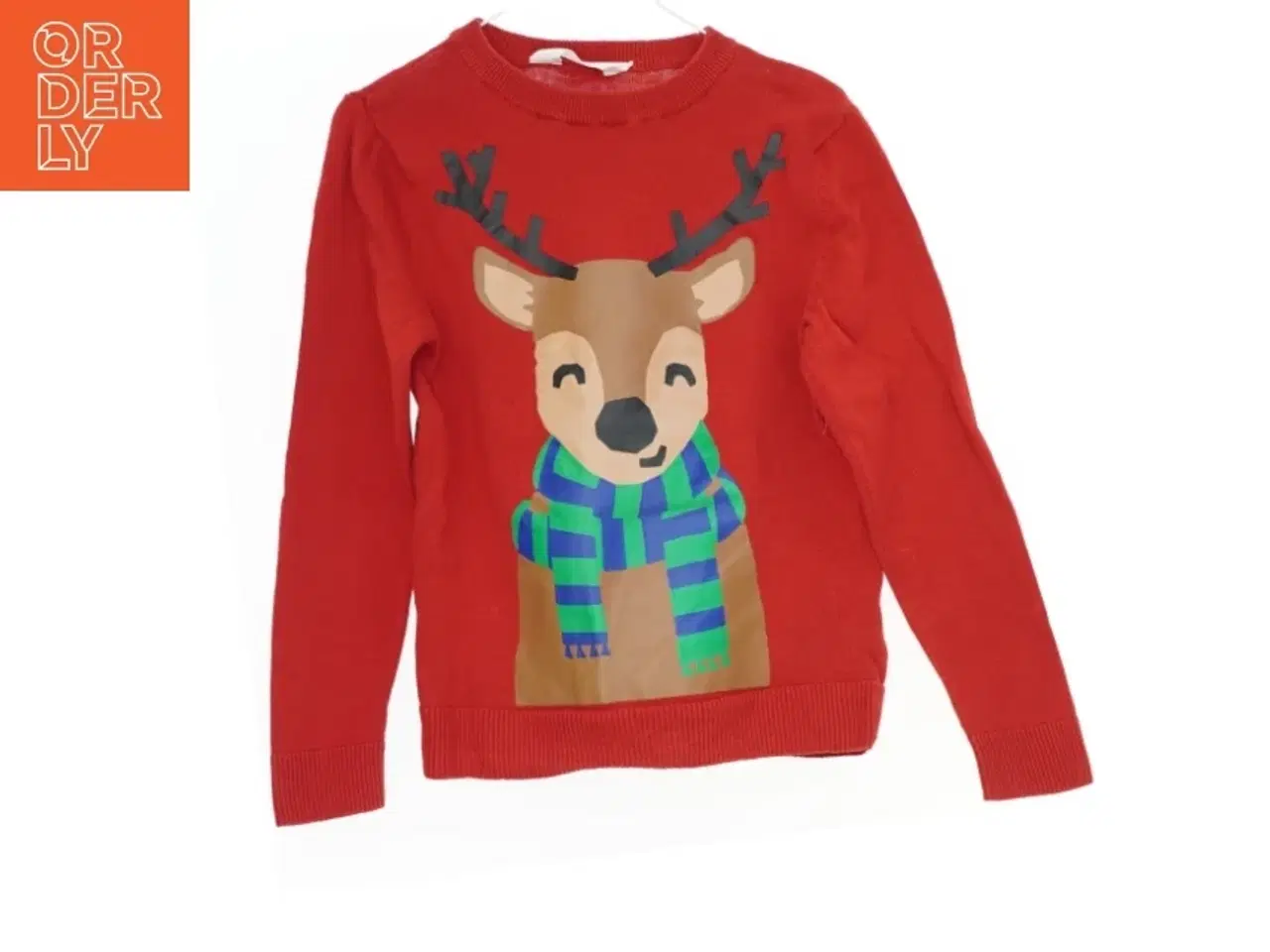 Billede 1 - Rød sweater med rensdyrmotiv fra H&M (str. 122)