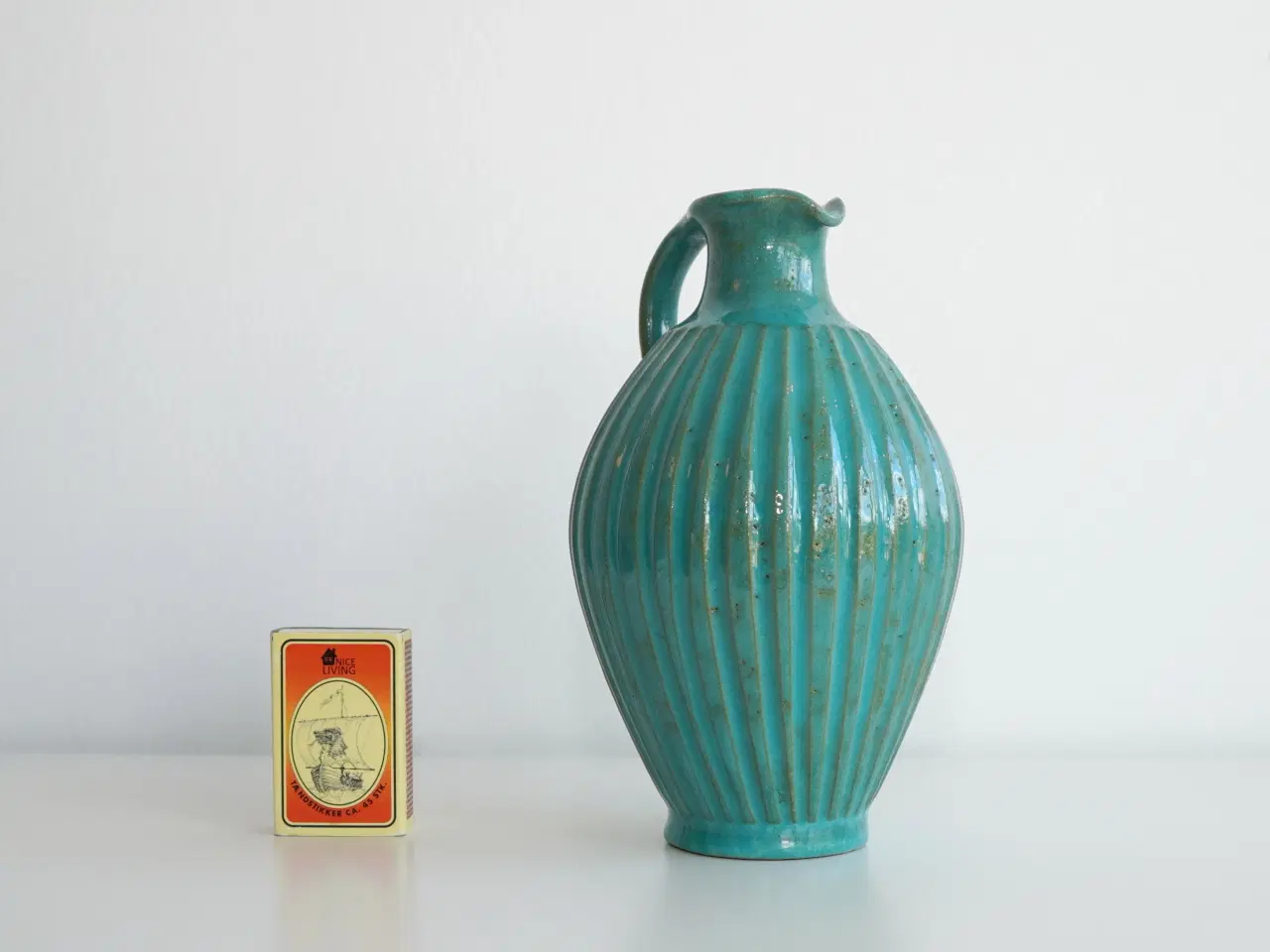 Billede 2 - Keramik hankevase / kande / vase med riller