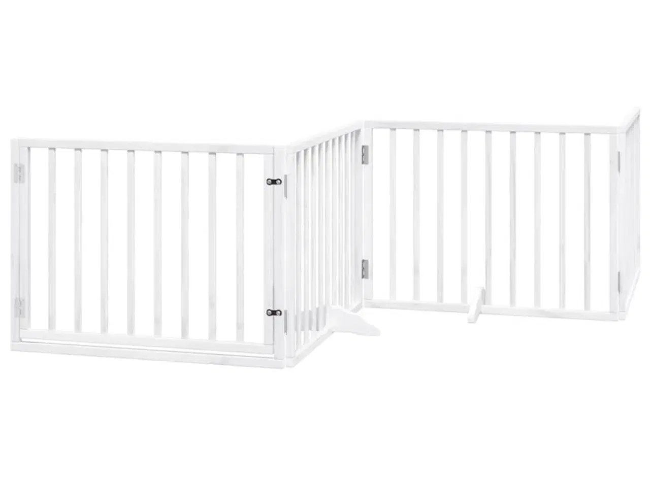 Billede 2 - Hundelåge med dør 4 paneler 320 cm foldbar poppeltræ hvid