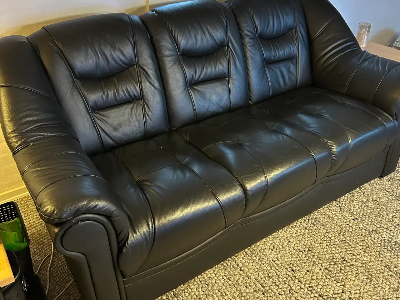 Billede 1 - Sort lædersofa 