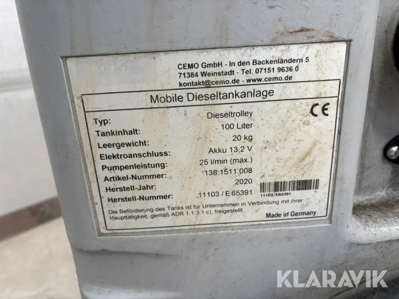 Billede 3 - Mobil diesel tankanlæg CEMO 100L