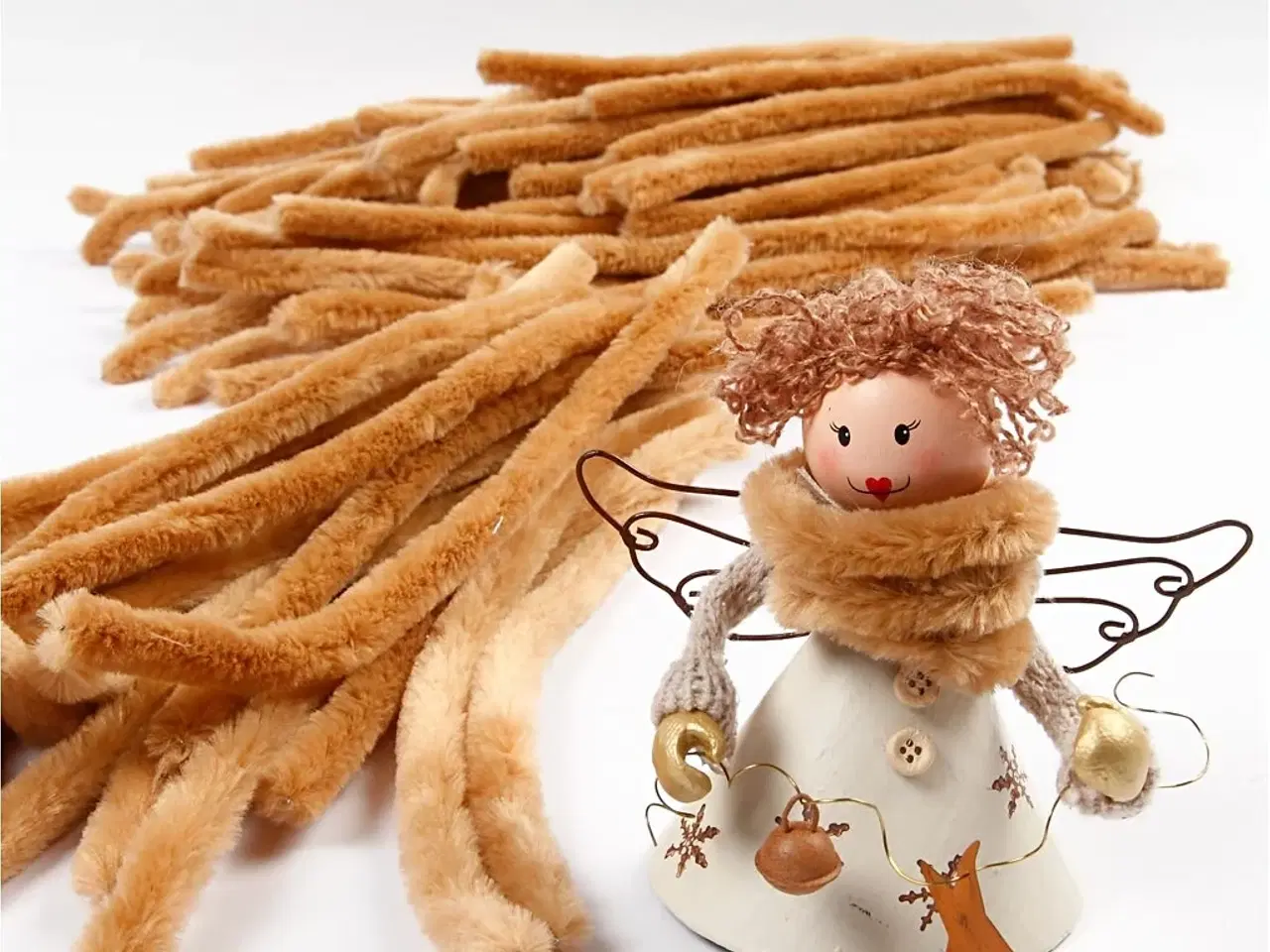 Billede 1 - Chenille, L: 30 cm, tykkelse 6 mm, beige, 50stk./ 1 pk.