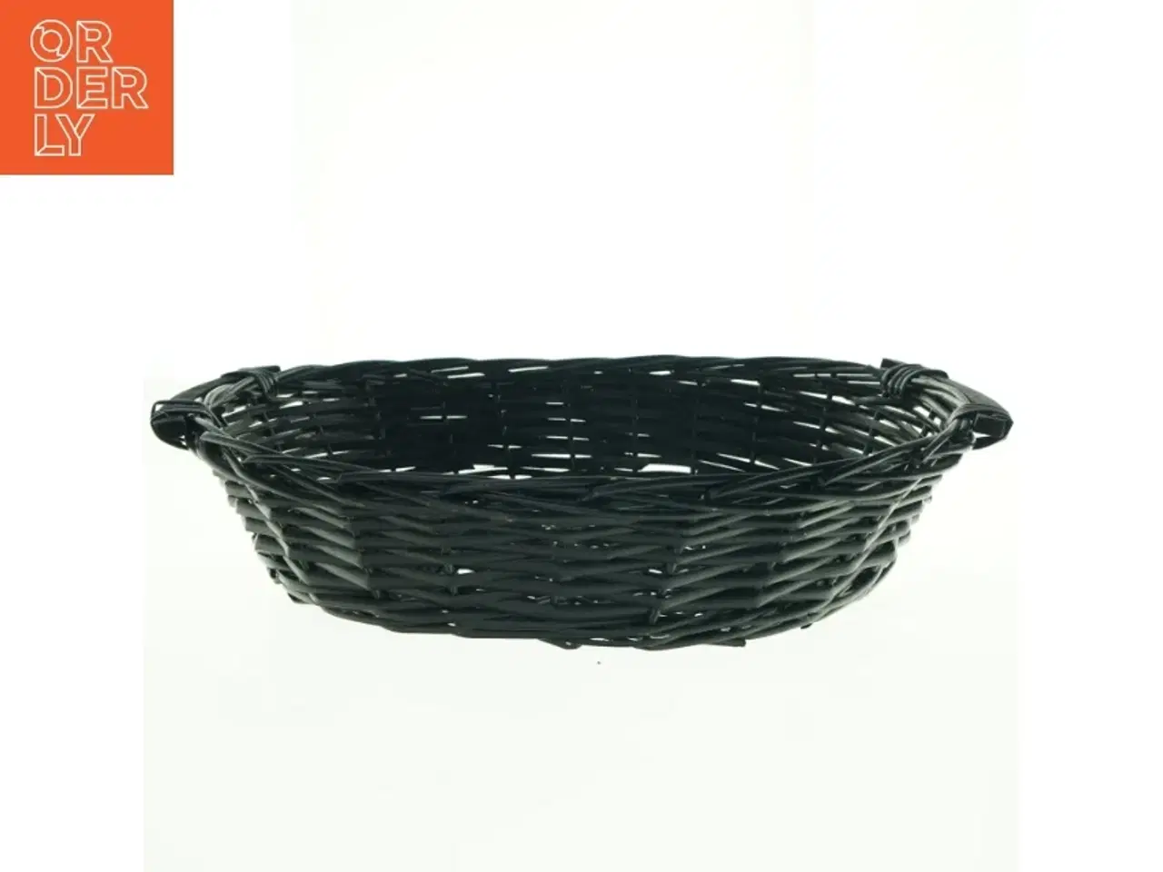 Billede 1 - Stor sort Fletkurv med træhåndtag (str. 50 x 40 cm)