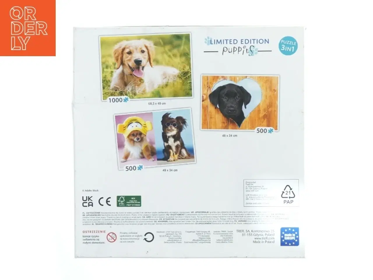 Billede 2 - 3-i-1 hundemotiv puslespil fra Trefl (str. 500)