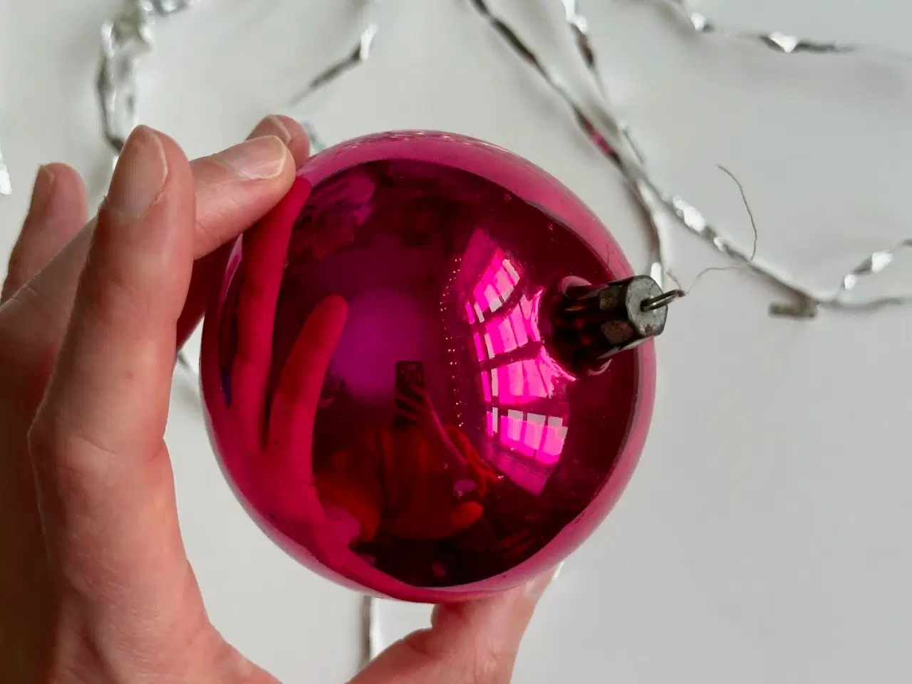 Billede 4 - Vintage julekugle, stor pink