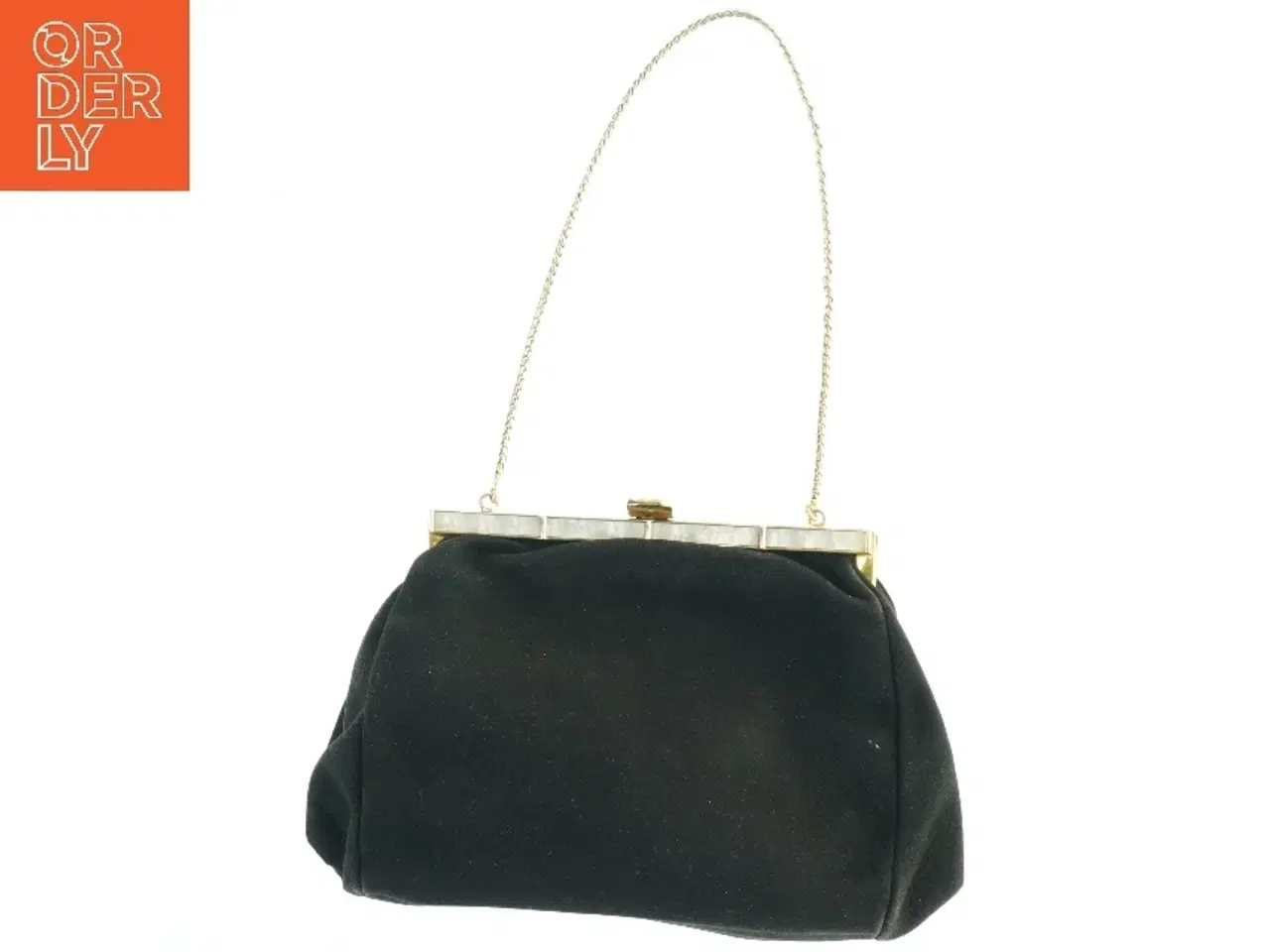 Billede 1 - Sort aftenhåndtaske med guldkæde (str. 18x14 cm)