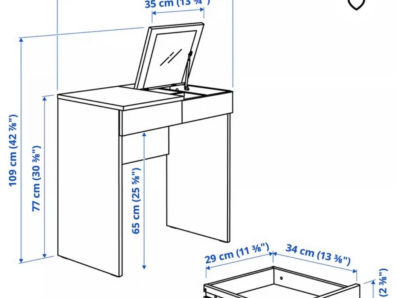 Billede 2 - Ikea Sminkebord