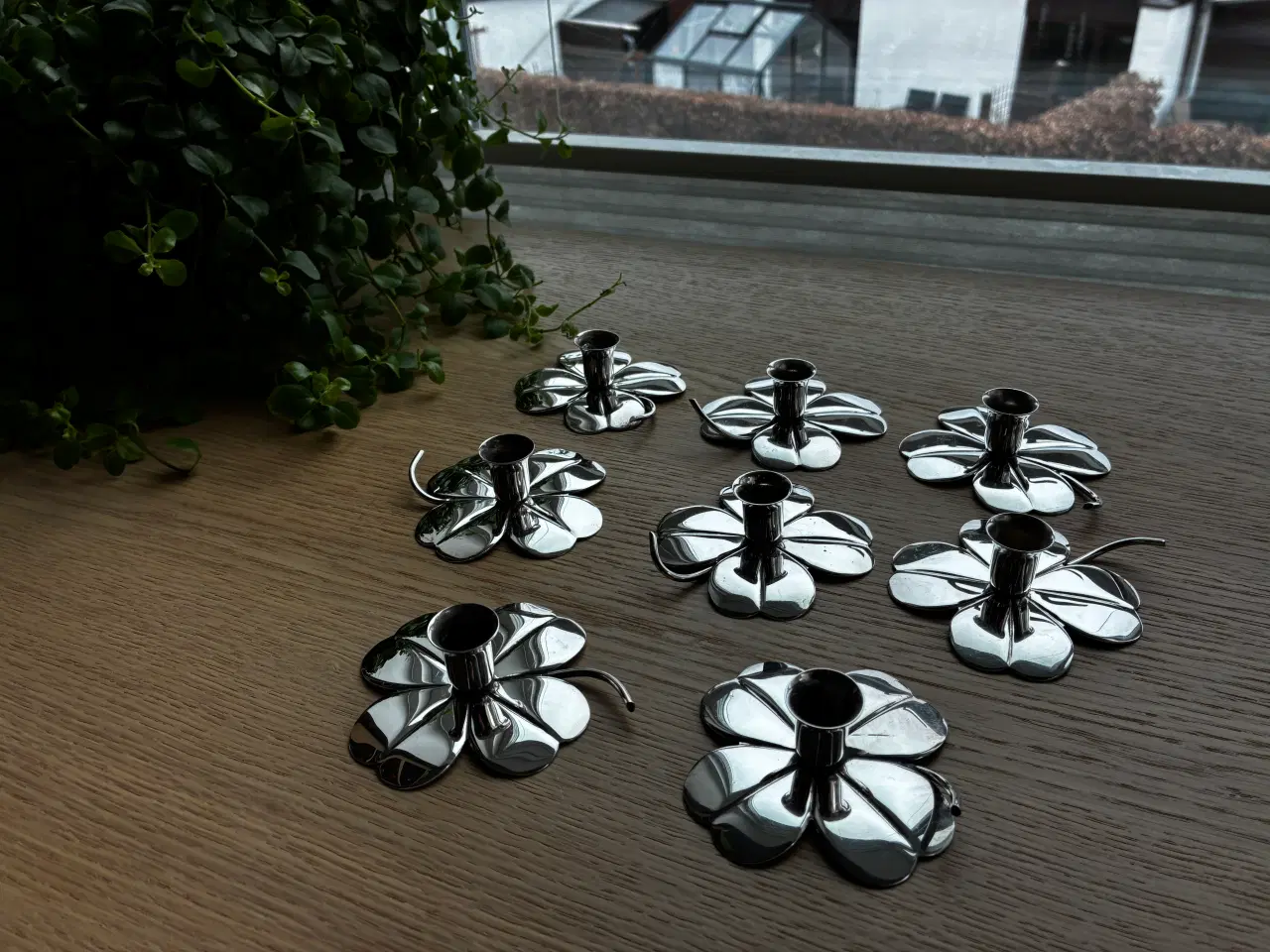 Billede 2 - 8 stk. firkløver lysestager i sølvplet