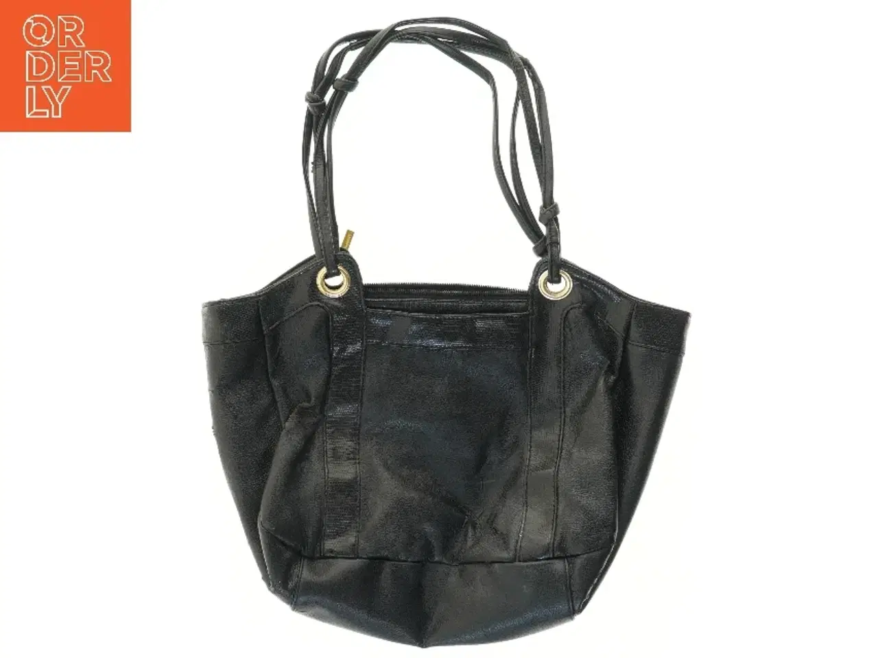 Billede 2 - Sort skuldertaske med metalringe fra Friis & Company (str. 42x34 cm)