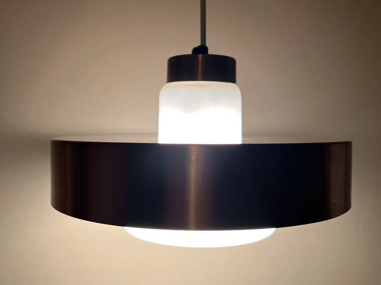 Billede 3 - Smuk retro lampe i kobber og opalglas fra 60’erne 