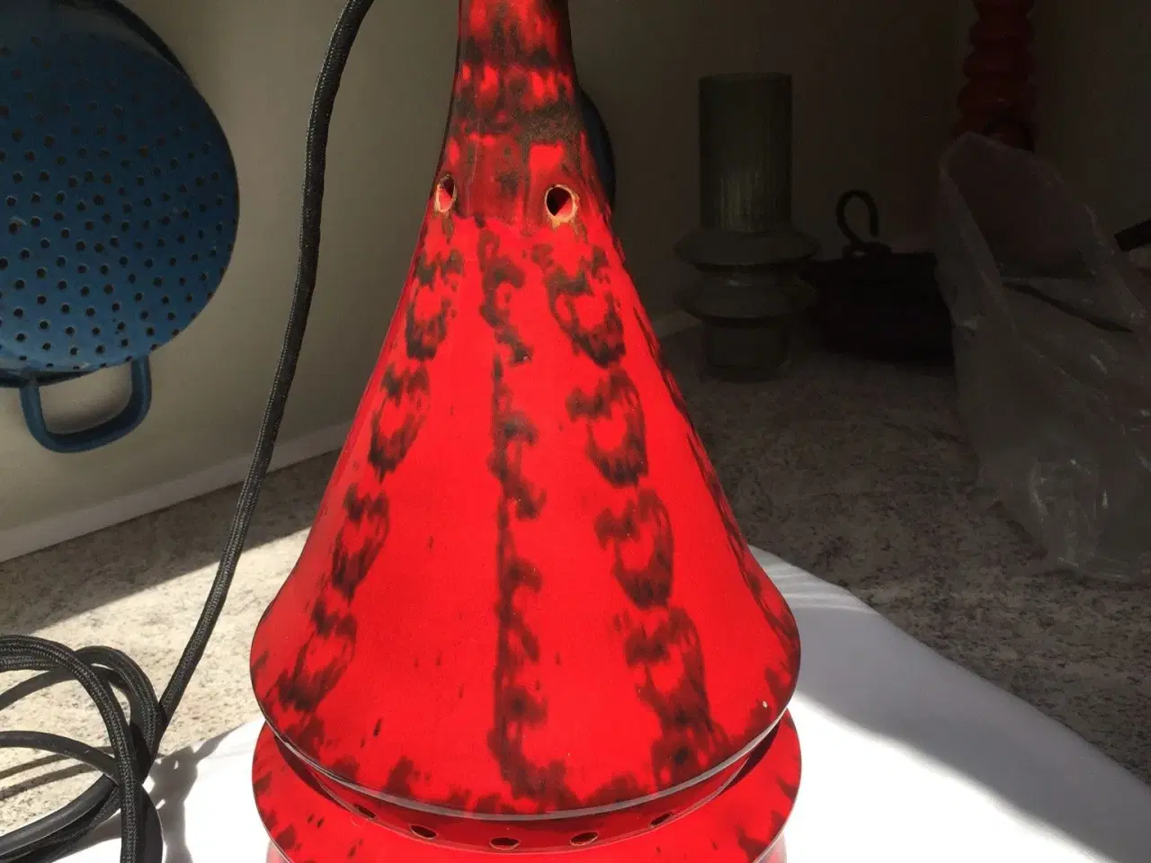 Billede 1 - Pendel. Rød keramik, fra 60 erne