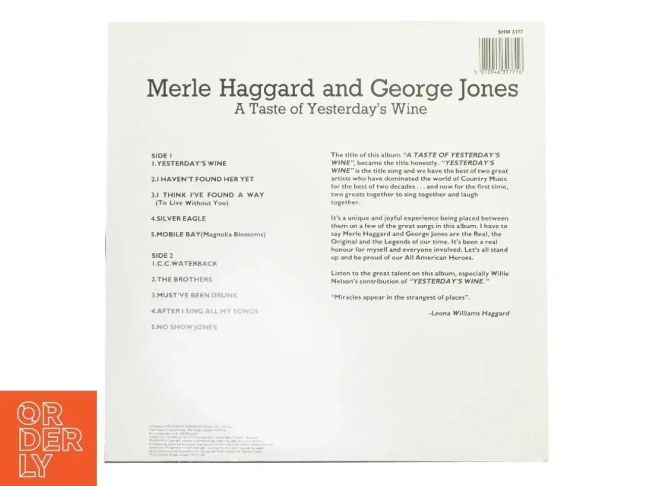 Billede 3 - LP - Merle Haggard and George Jones: A Taste of Yesterday&#39;s Wine fra Hallmark