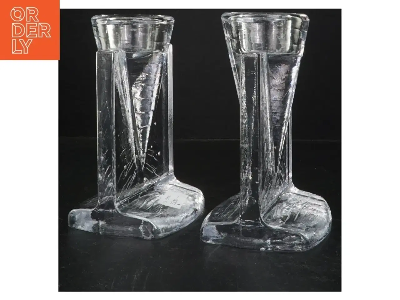 Billede 2 - Lysestager i klart glas (str. 19 cm)