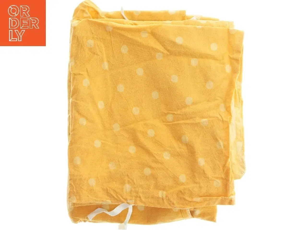 Billede 2 - To Gul/orange sengesæt med prikker og tern (str. 133x185 og 58x57 cm)