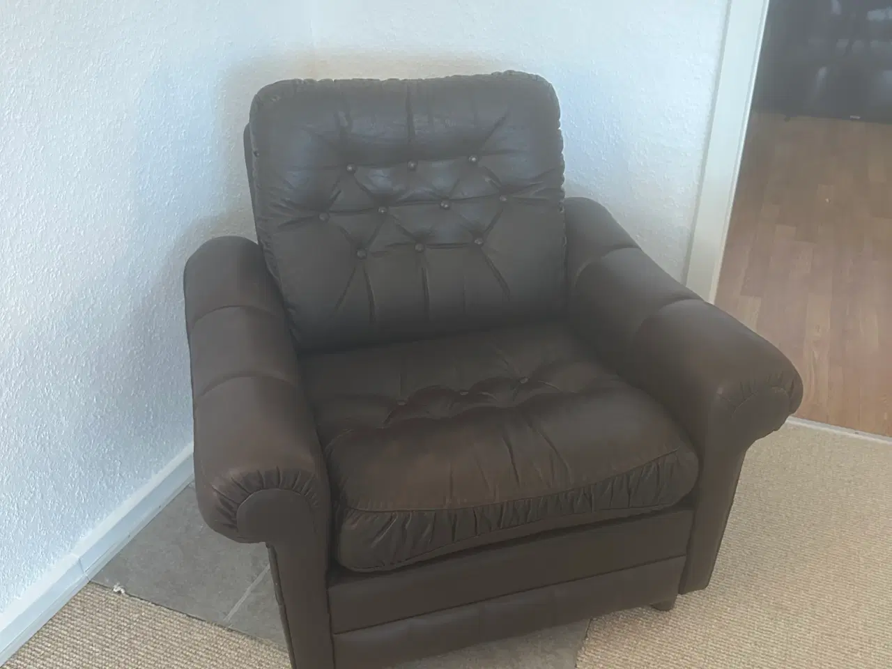 Billede 2 - Chesterfield Stil Lænestol Retro Brun Læder