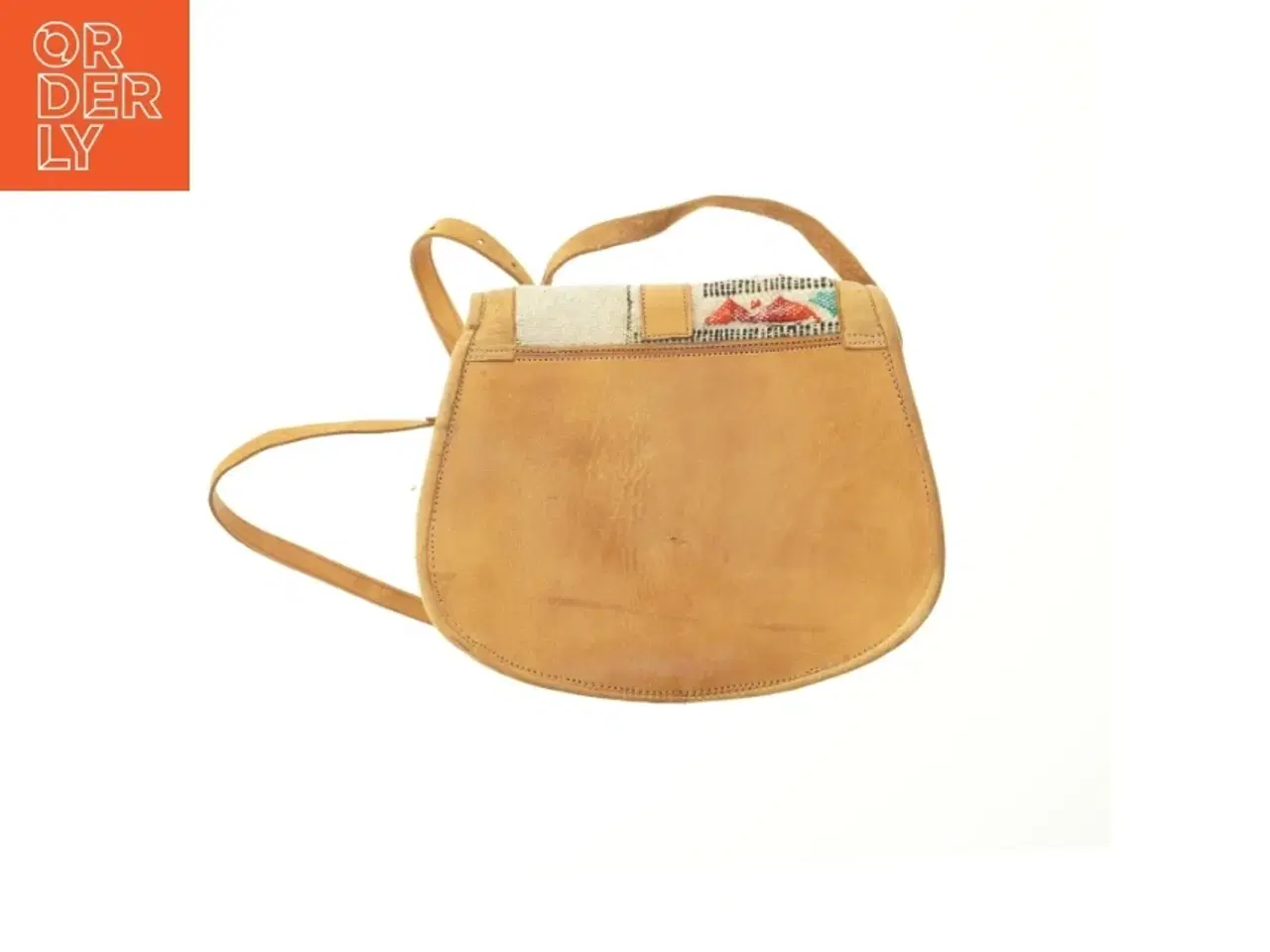 Billede 2 - Lædertaske med tekstildetaljer (str. 30x25 cm)