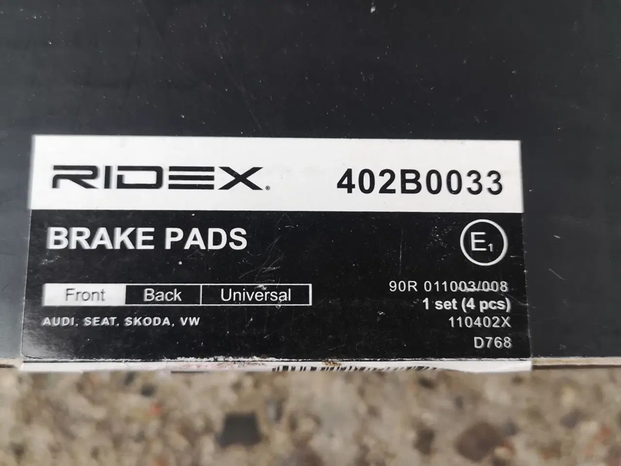 Billede 2 - BREMSER RIDEX BRAKE PADS Front Universal AUDI, SEA