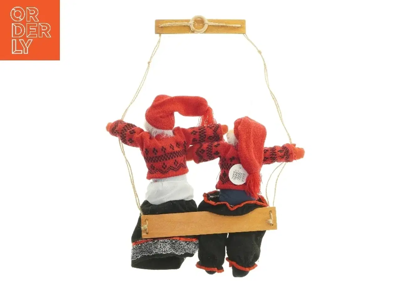 Billede 2 - Dukkepar på gynge (str. 41x30,5 cm)