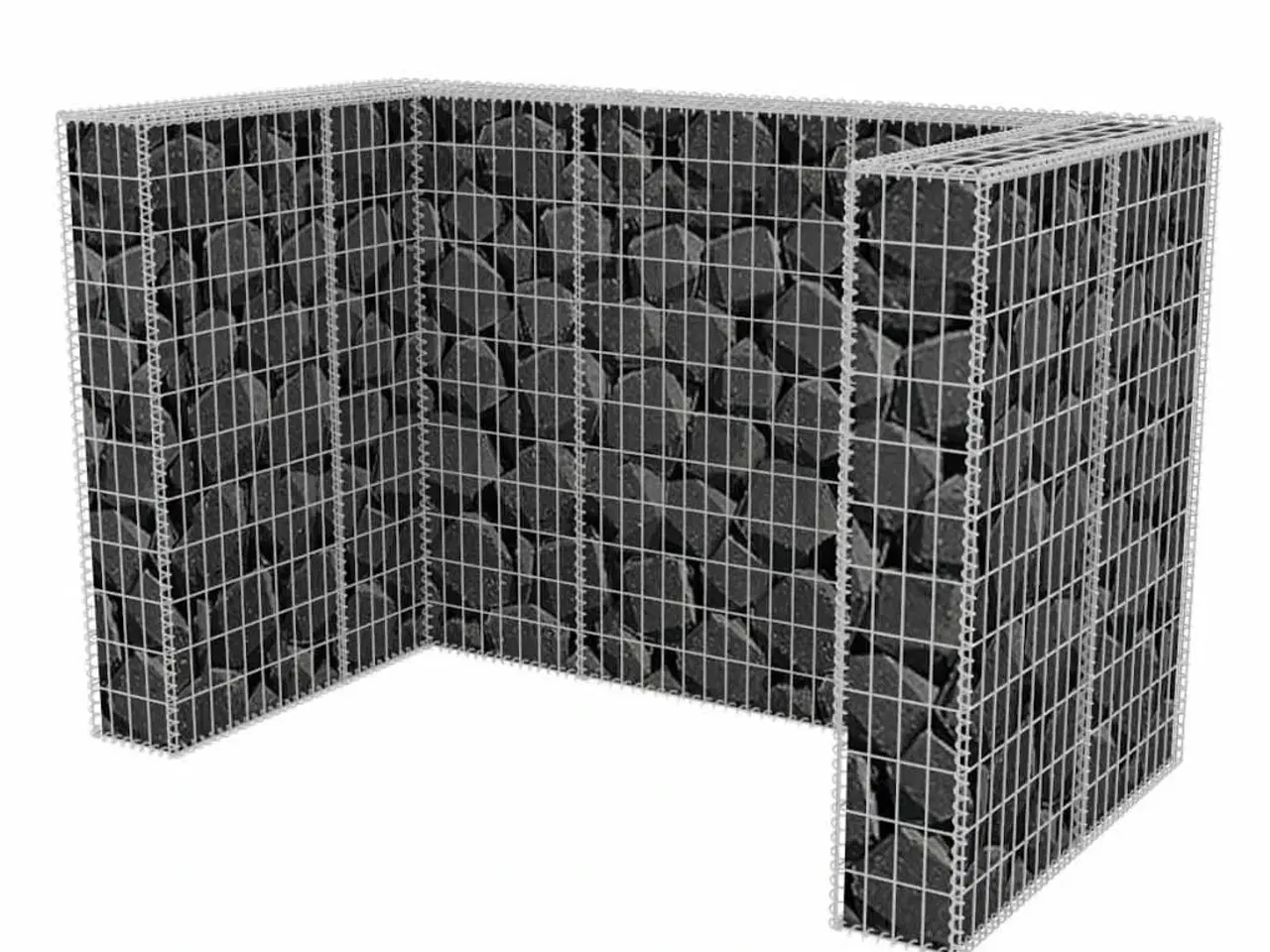 Billede 4 - Gabion-afskærmning til 2 affaldsbeholdere 180x100x120 cm stål