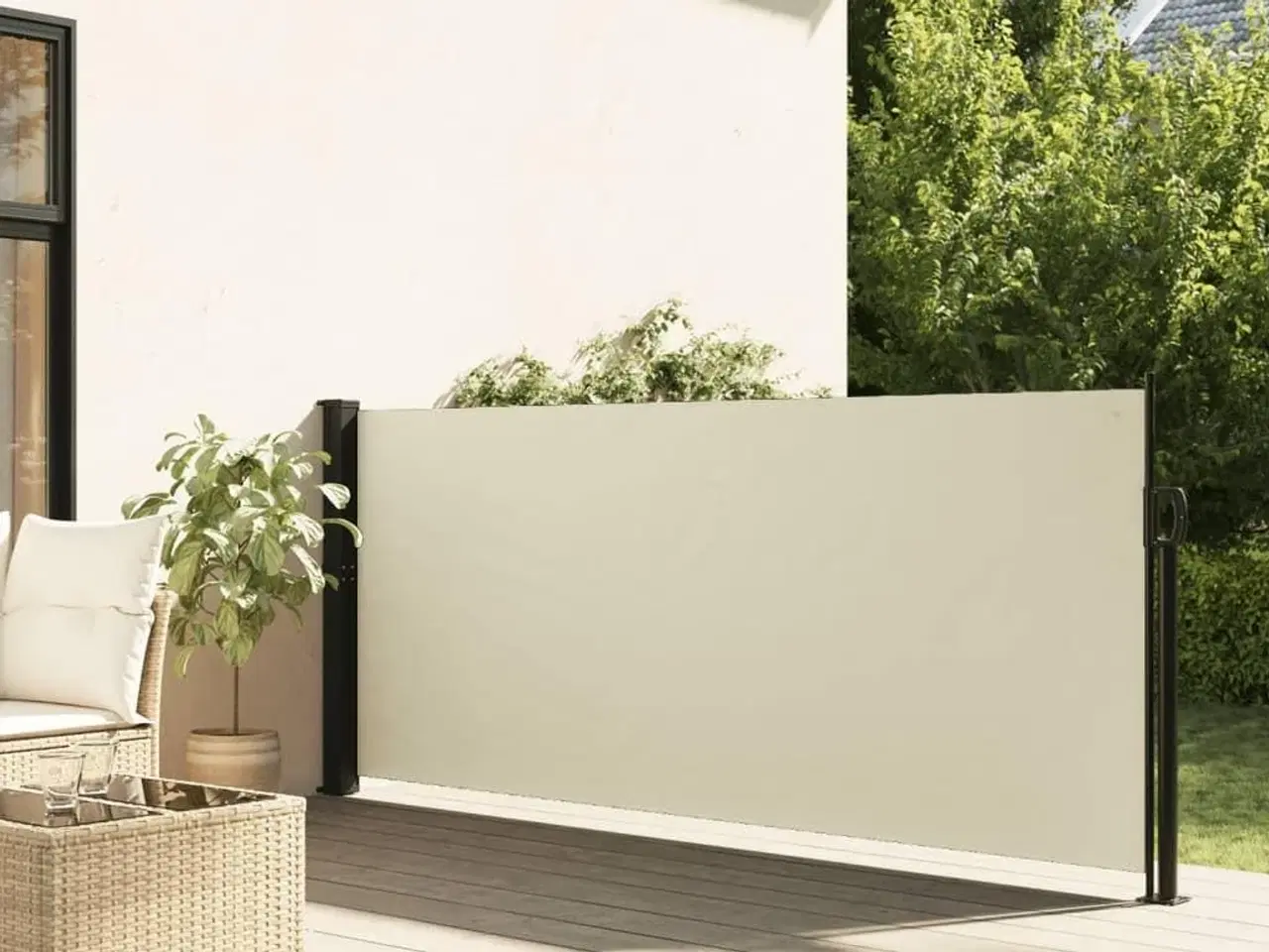 Billede 1 - Sidemarkise 117x300 cm sammenrullelig cremefarvet