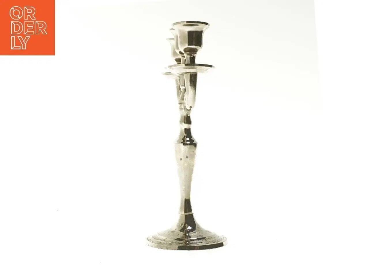 Billede 2 - Trefunkt lysestage i sølvfarvet metal (str. 25x10x23 cm)