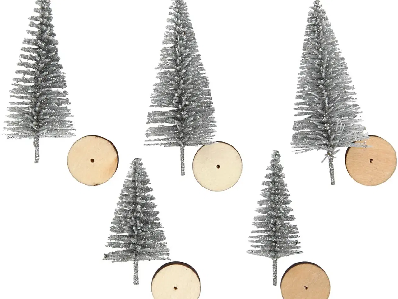 Billede 1 - Sølv Grantræer 40+60 mm - 5 stk. til Julelandskaber