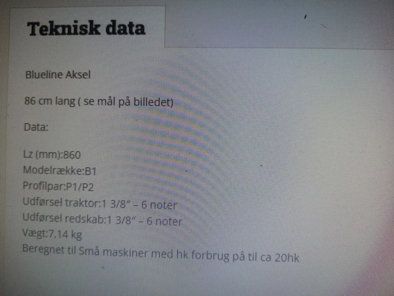 Billede 5 - PTO aksel