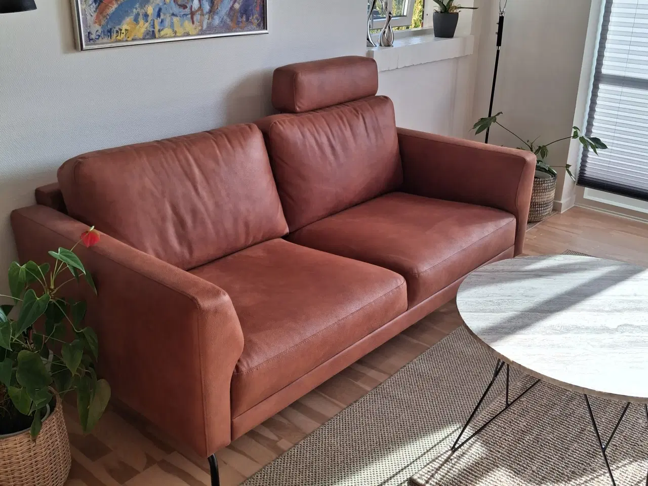 Billede 3 - Lædersofa, 2 pers, model Springfield i cognac