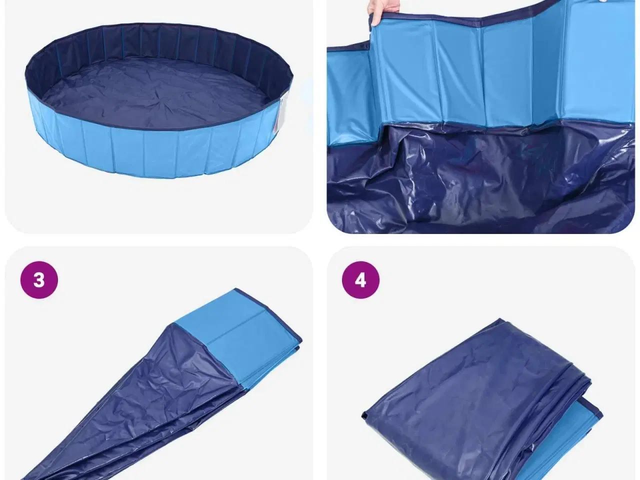 Billede 4 - Foldbar hundesvømmepulje Blå 160 x 160 x 30 cm PVC