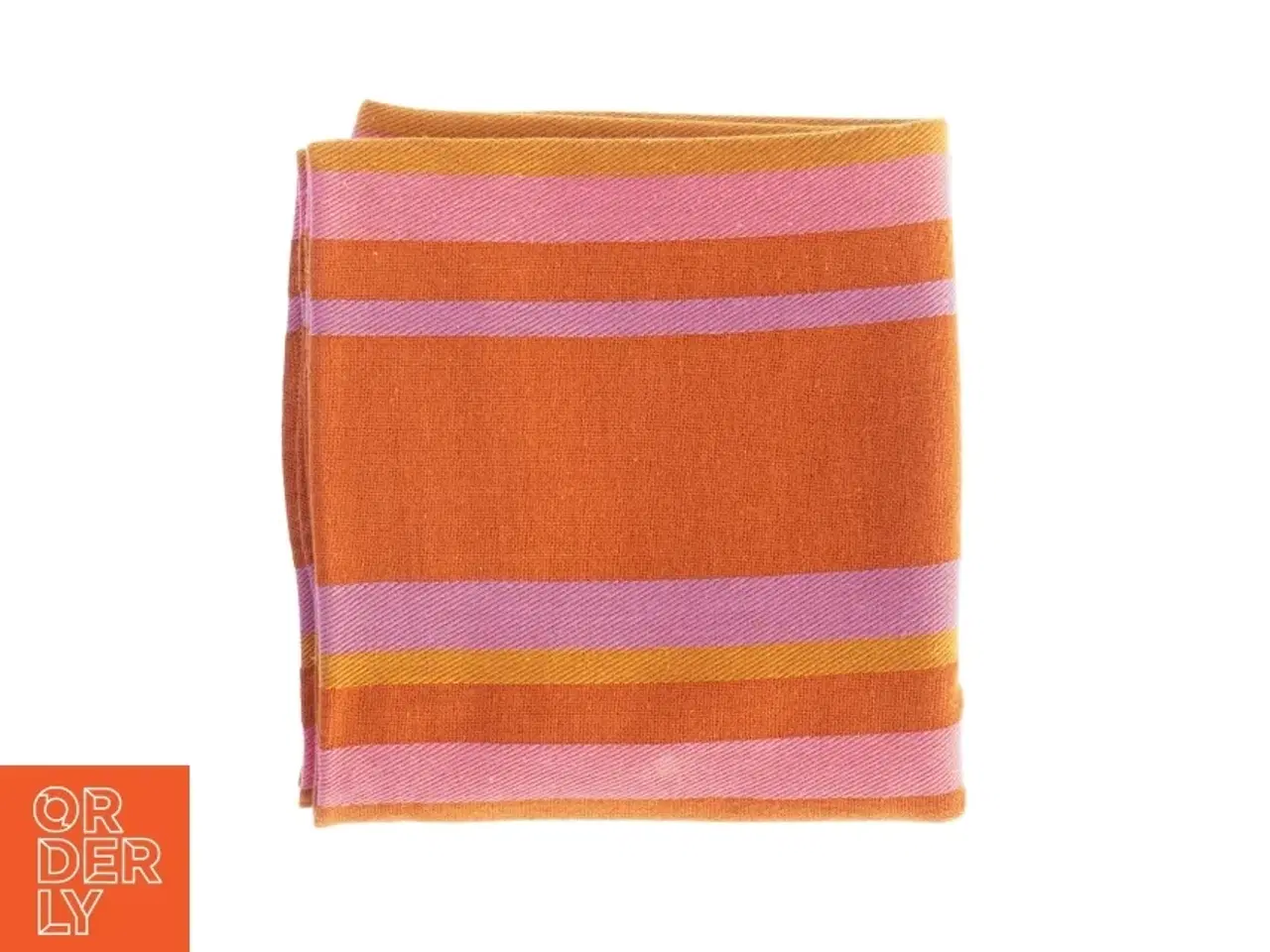 Billede 2 - Orange dug  med farverige striber (str. 175 x. 89 cm)