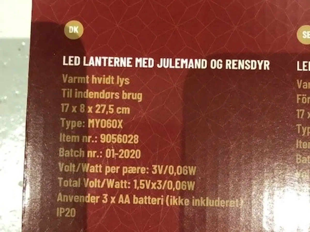 Billede 3 - Lanterne med julemand og rensdyr med vand og sne o