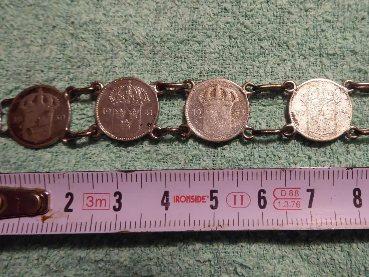 Billede 5 - Sølv armbånd med gamle svenske 10 øres sølv mønter
