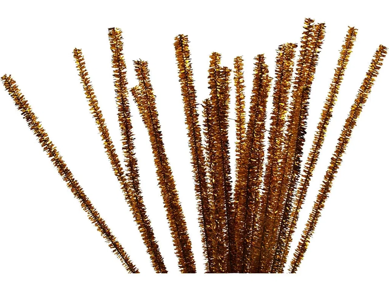 Billede 1 - Chenille, L: 30 cm, tykkelse 6 mm, glitter, guld, 24stk./ 1 pk.