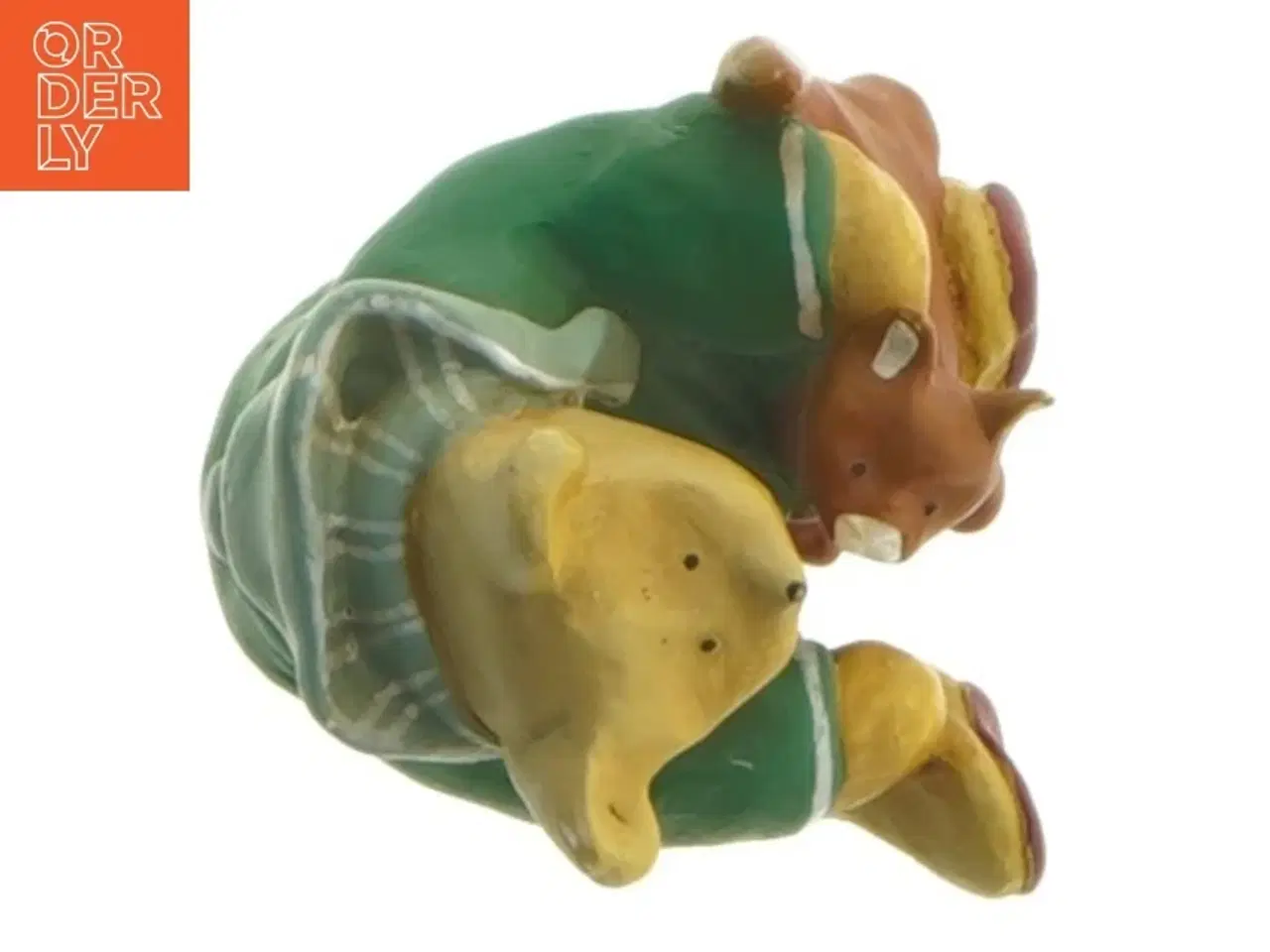 Billede 4 - Keramikfigur af bamse med kat (str. 5 cm)