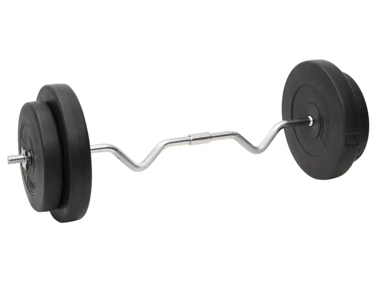 Billede 4 - Vægtstang og håndvægt med skiver 120 kg