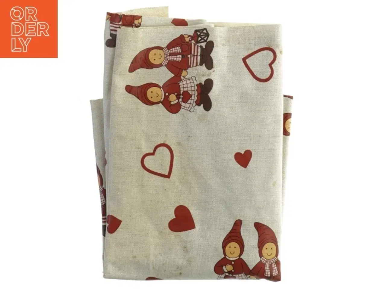 Billede 1 - Dug med nisser og hjerter (str. 80x85 cm)