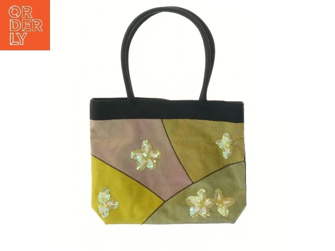 Billede 1 - Tote taske med blomsterapplikationer (str. 27x22,5 cm)