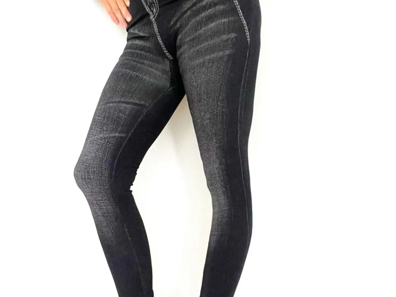 Billede 2 - Jeggins - Leggins med jeansprint